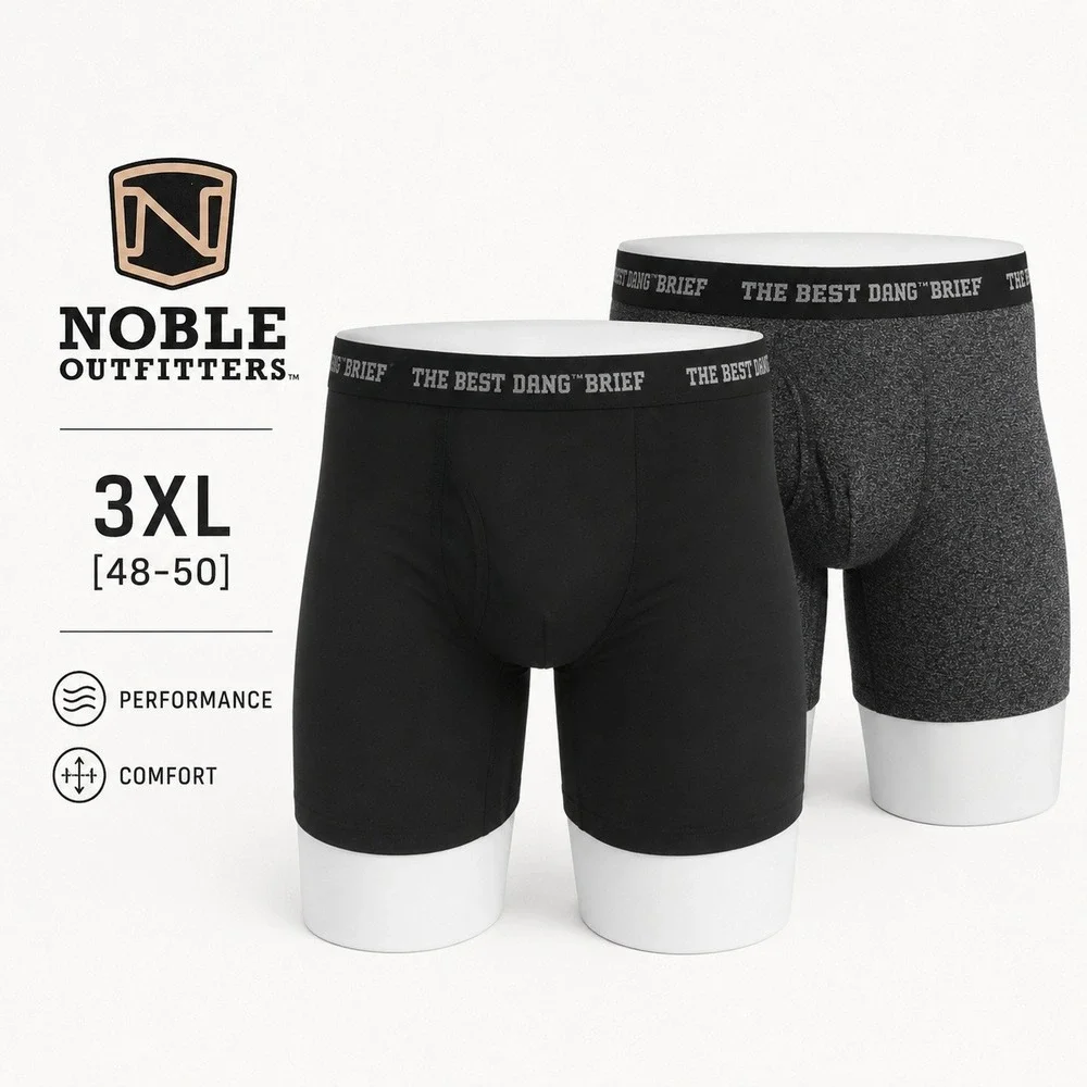 NEW Noble Outfitters Performance Briefs Men 3XL Black/Charcoal 2 Pack 8